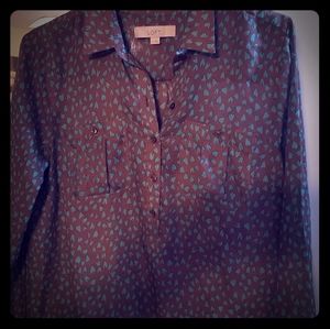 Silk-like light weight button up dress shirt